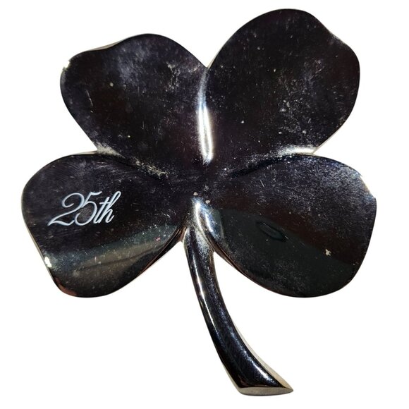 Gerity Silver plated 25th Anniversary Four-Leaf Clover shamrock paperweight 80s - Picture 1 of 5